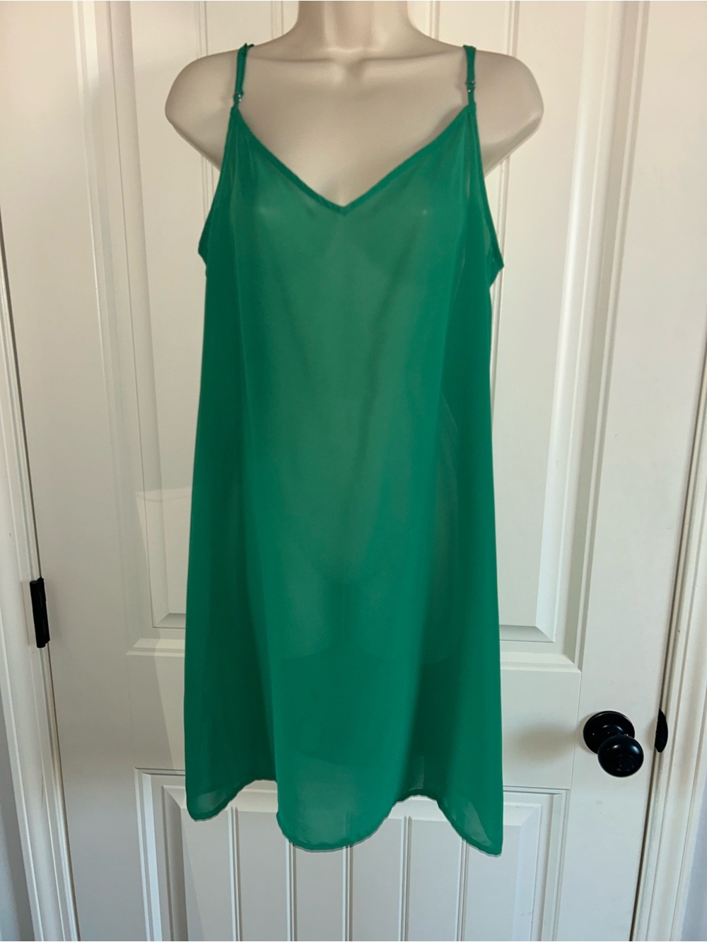 NEW Madewell Emerald Green Sheer Slip Chemise with Adjustable Straps Sz XL